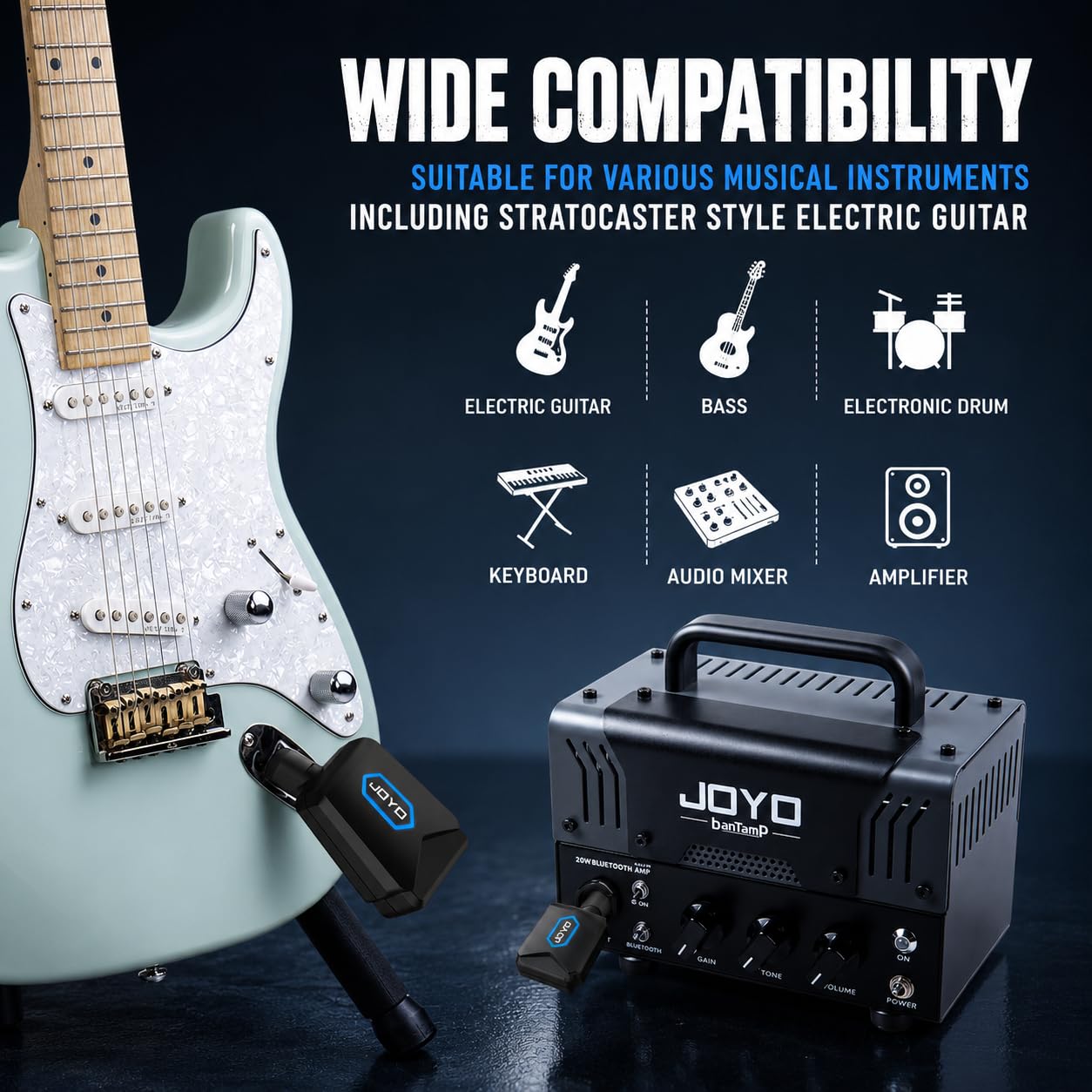 Receptor transmissor de guitarra sem fio de 5,8 GHz com caixa de